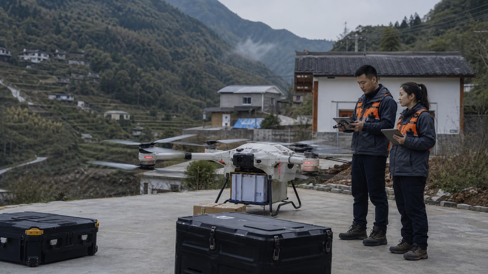 张家界山地民宿物资短距吊运